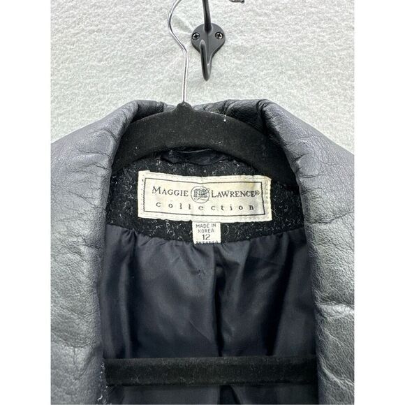 Vintage 80s Maggie Lawrence Wool Blend Leather Accented Overcoat Size 12 - Picture 3 of 9